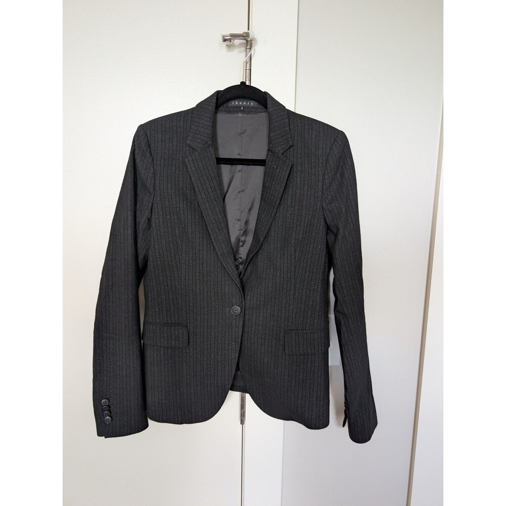 Theory Blazer Black Striped sz 8 Career Office